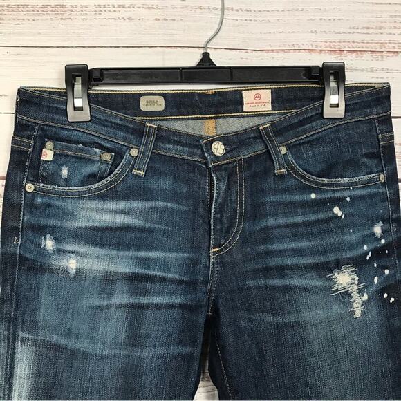 AG Adriano Goldschmied Jean Stlit cigarette paint splatter ripped straight jeans - Picture 3 of 7